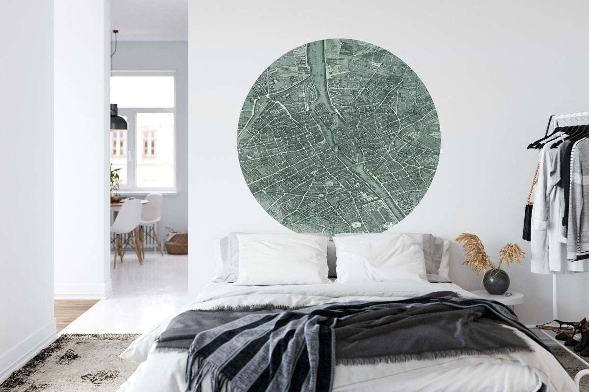 Fototapeta Okrągła Mapa Paryża – aranżacja wnętrza