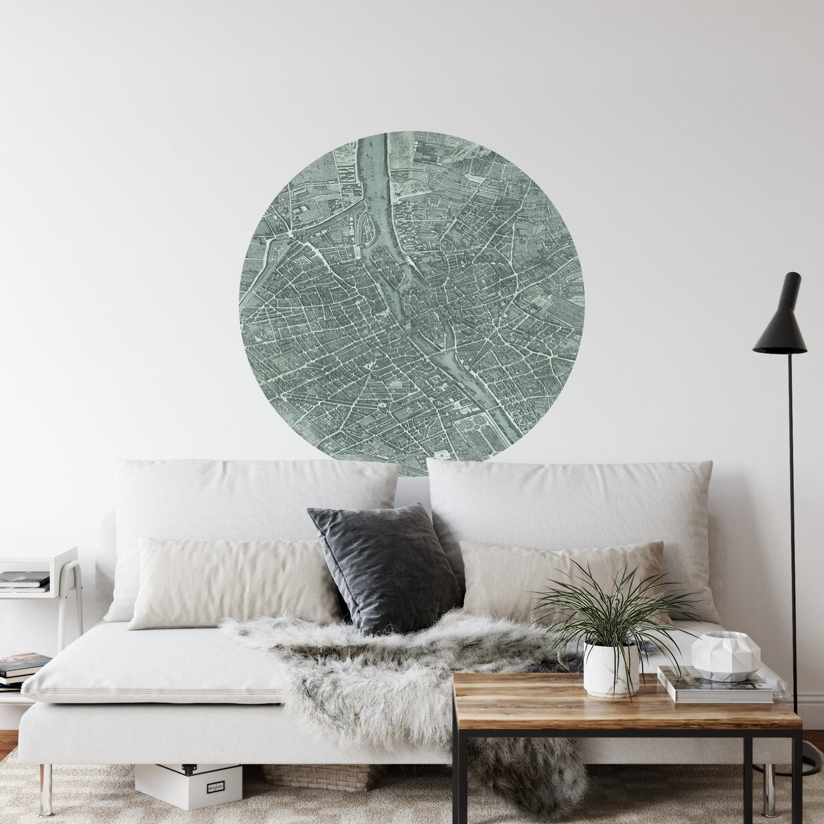 Fototapeta Okrągła Mapa Paryża – aranżacja wnętrza