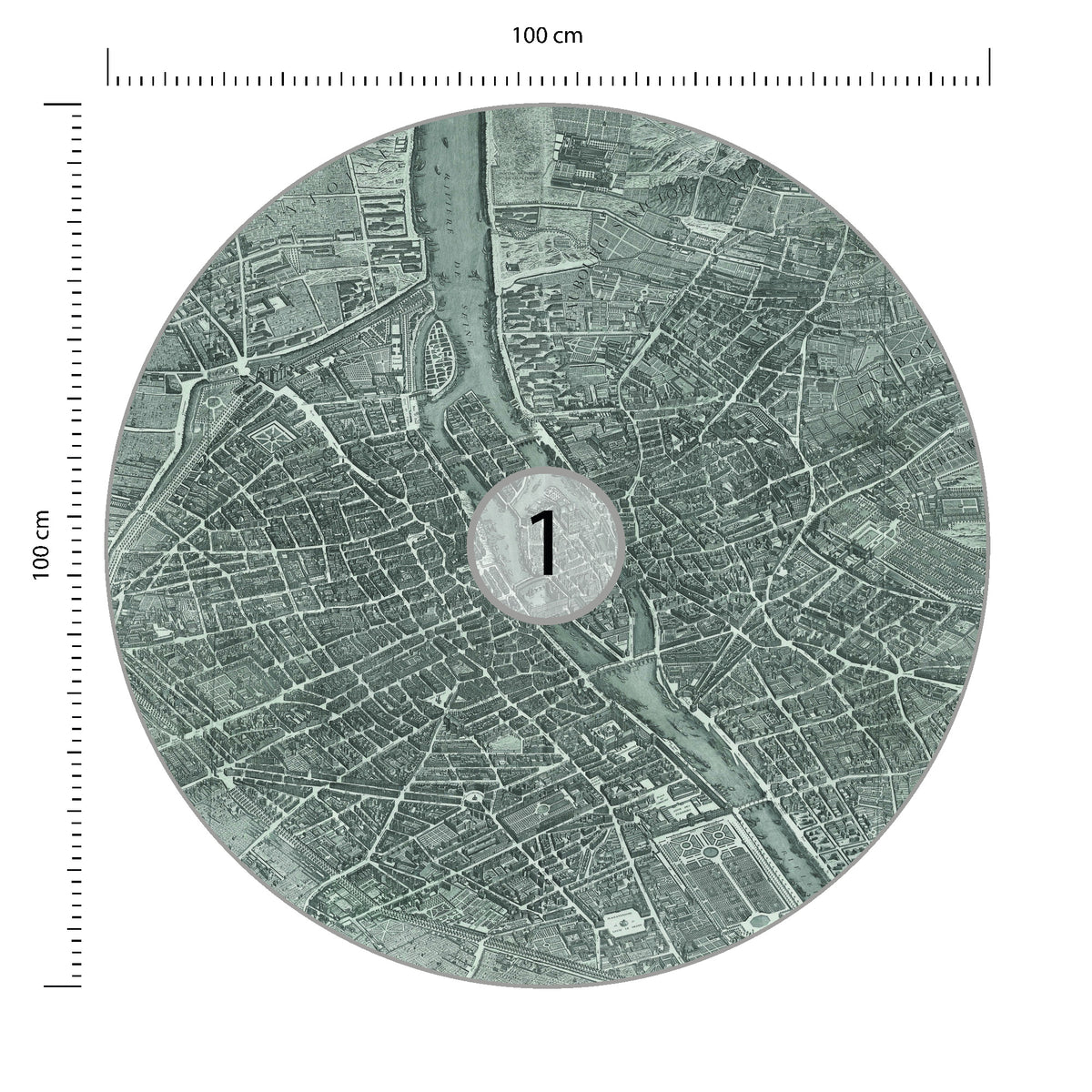 Fototapeta Okrągła Mapa Paryża średnica 100 cm – podgląd