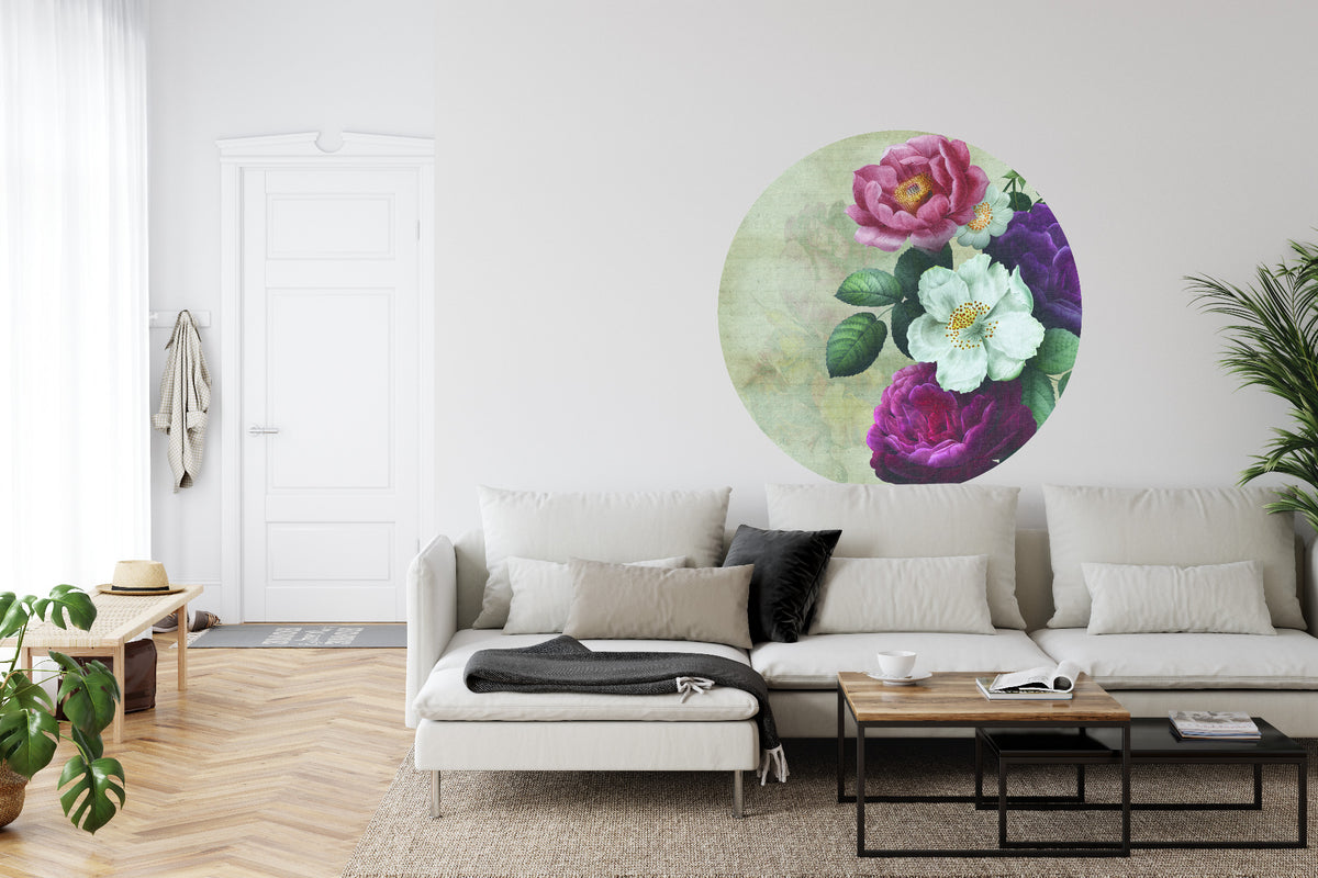 Fototapeta Okrągła Rycina Botaniczna W Stylu Vintage V – aranżacja wnętrza