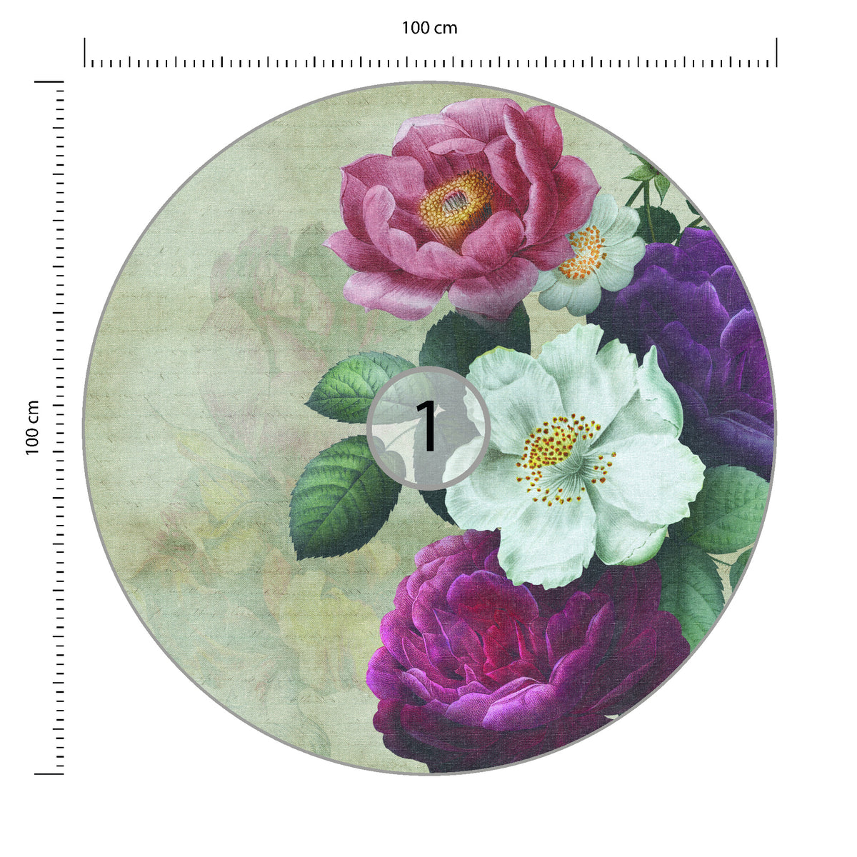 Fototapeta Okrągła Rycina Botaniczna W Stylu Vintage V średnica 100 cm – podgląd
