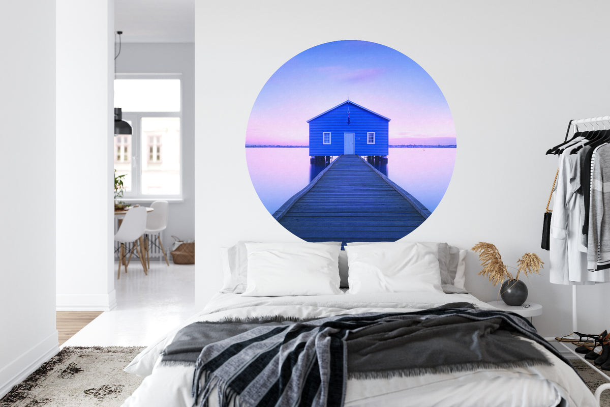 Fototapeta Okrągła Boathouse Autorstwa Richarda Vandewalle'a – aranżacja wnętrza