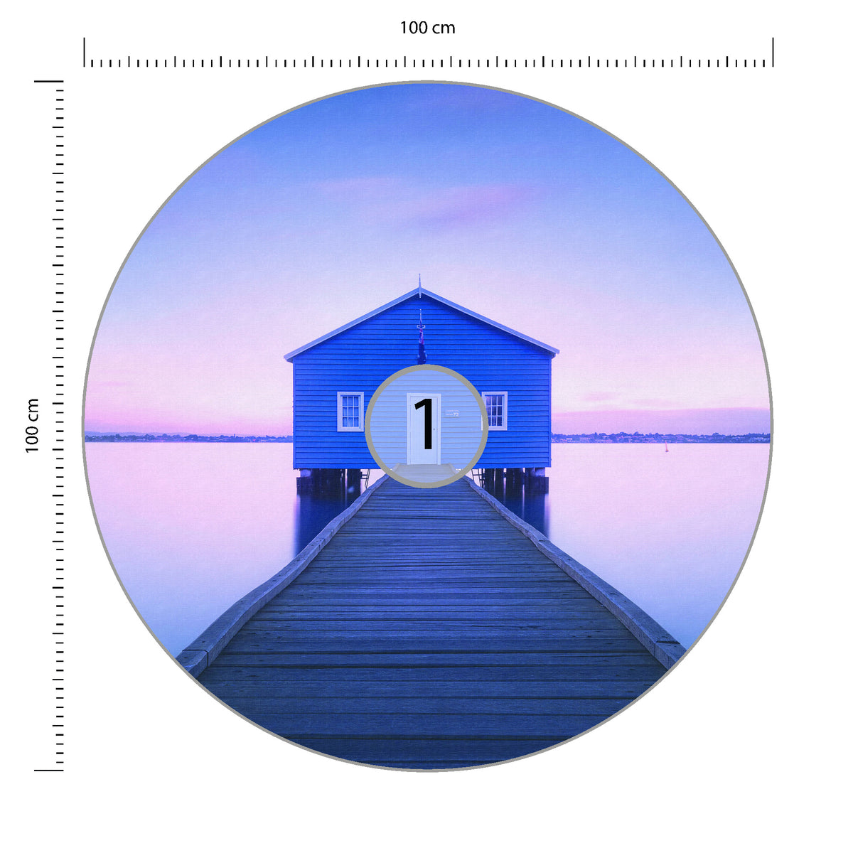 Fototapeta Okrągła Boathouse Autorstwa Richarda Vandewalle'a średnica 100 cm – podgląd