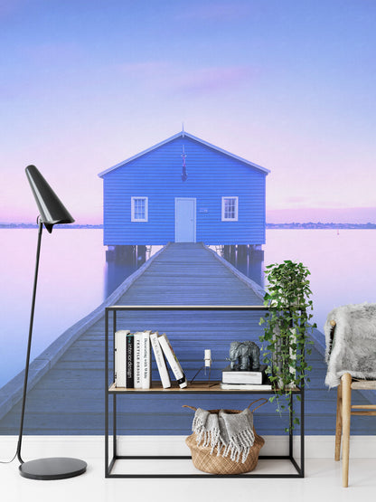 Fototapeta Kwadratowa Boathouse Autorstwa Richarda Vandewalle'a – aranżacja wnętrza