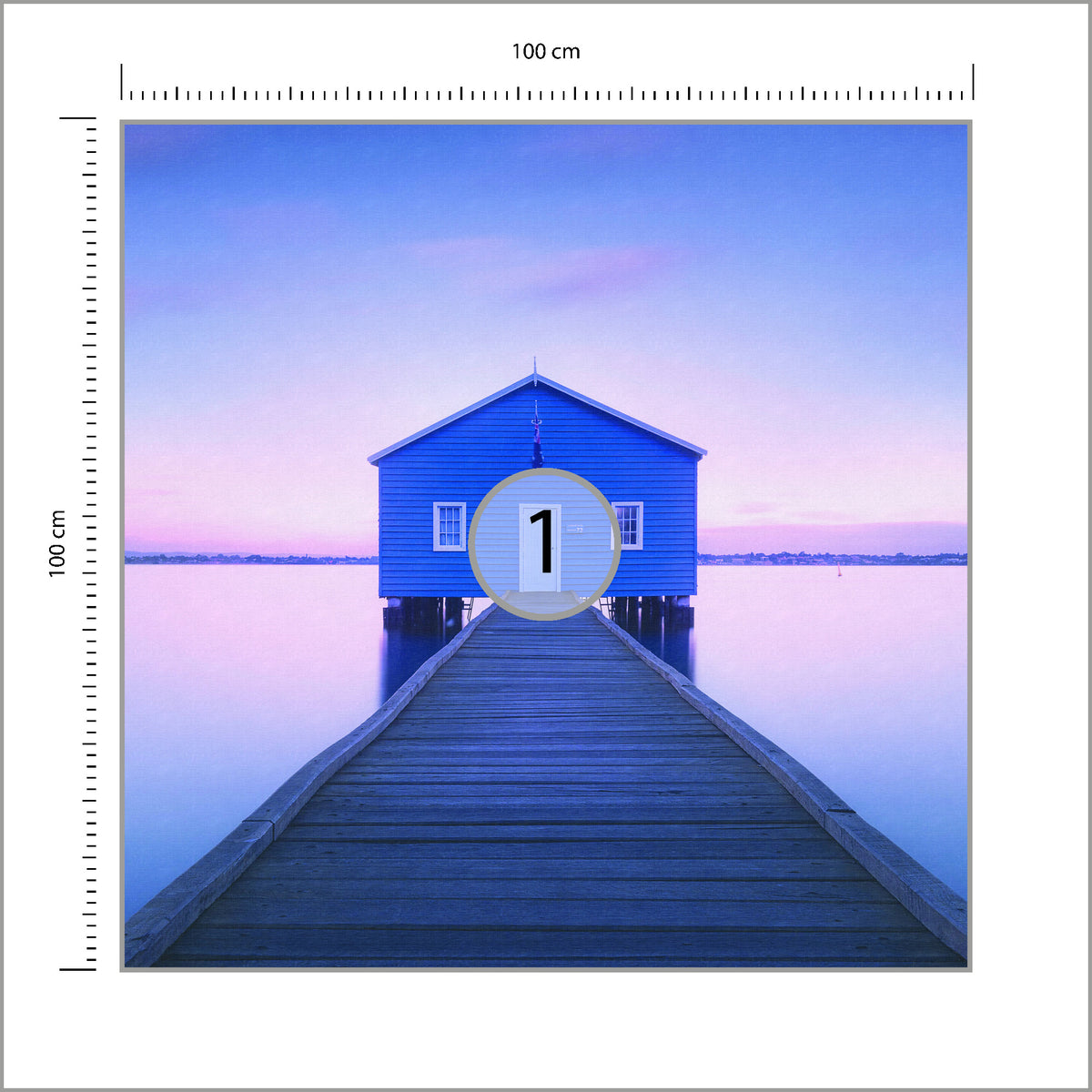 Fototapeta Kwadratowa Boathouse Autorstwa Richarda Vandewalle'a 100 × 100 cm – podgląd