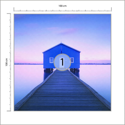 Fototapeta Kwadratowa Boathouse Autorstwa Richarda Vandewalle'a 100 × 100 cm – podgląd