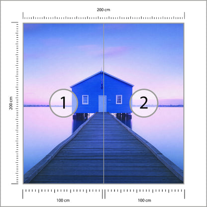 Fototapeta Kwadratowa Boathouse Autorstwa Richarda Vandewalle'a 200 × 200 cm – podgląd