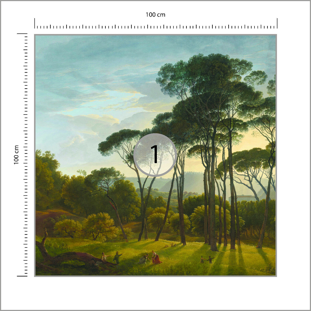 Fototapeta Kwadratowa Włoski Krajobraz Z Parasolowymi Sosnami 100 × 100 cm – podgląd