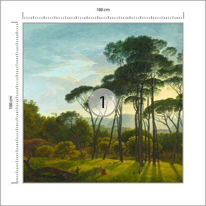 Fototapeta Kwadratowa Włoski Krajobraz Z Parasolowymi Sosnami 100 × 100 cm – podgląd