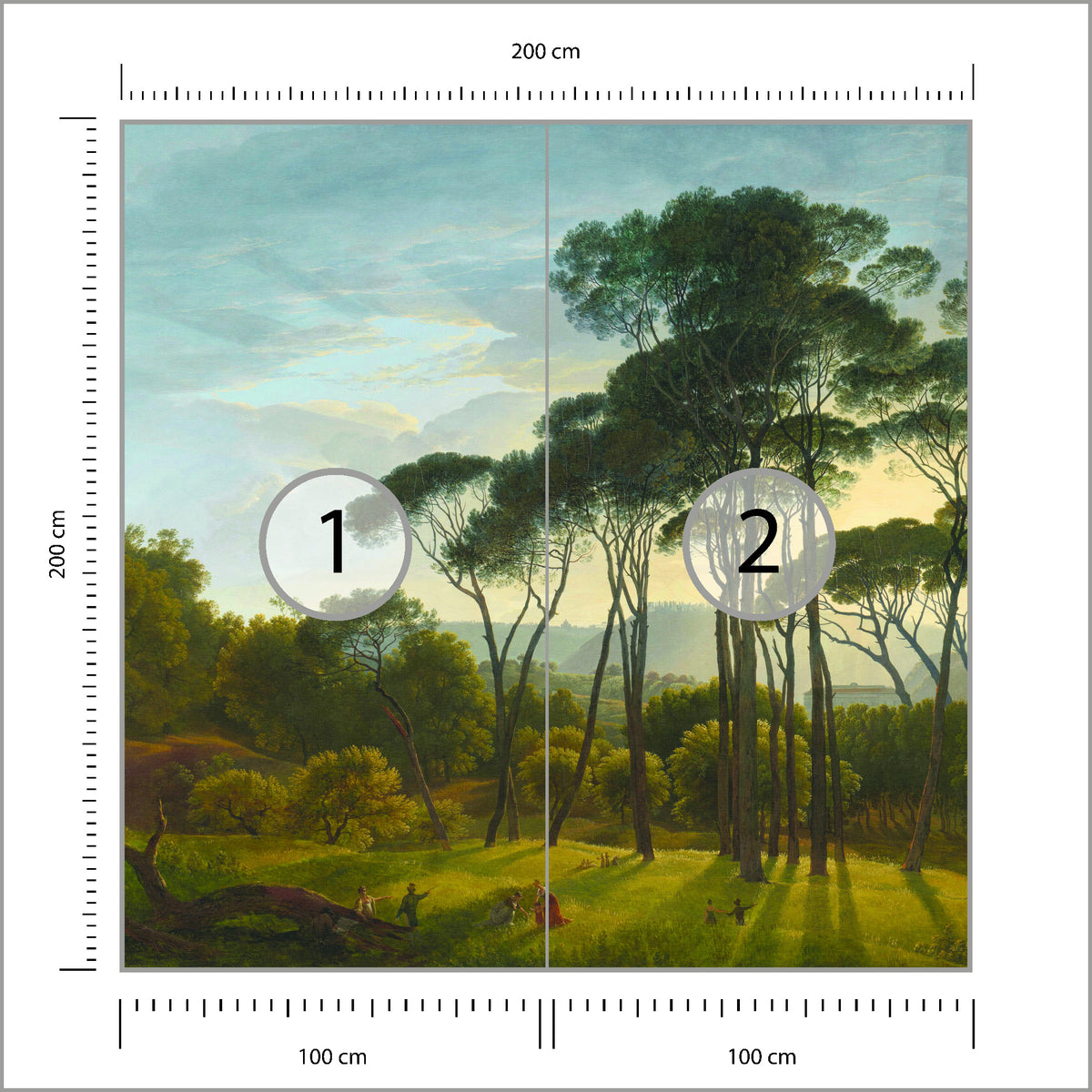 Fototapeta Kwadratowa Włoski Krajobraz Z Parasolowymi Sosnami 200 × 200 cm – podgląd