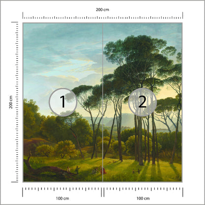 Fototapeta Kwadratowa Włoski Krajobraz Z Parasolowymi Sosnami 200 × 200 cm – podgląd