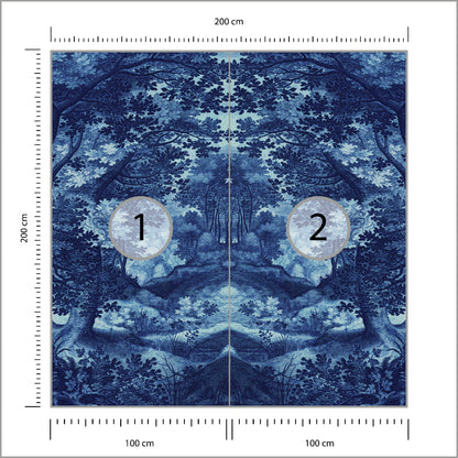 Fototapeta Kwadratowa Do Lasu W Kolorze Niebieskim 200 × 200 cm – podgląd