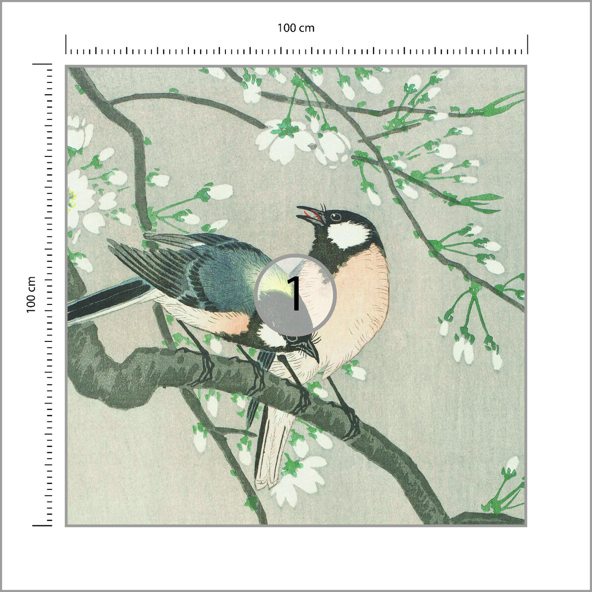 Fototapeta Kwadratowa Jedwabne Ptaki 100 × 100 cm – podgląd