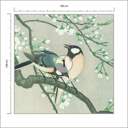 Fototapeta Kwadratowa Jedwabne Ptaki 100 × 100 cm – podgląd