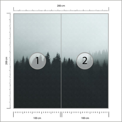 Fototapeta Kwadratowa Ombree Czarny Las 200 × 200 cm – podgląd