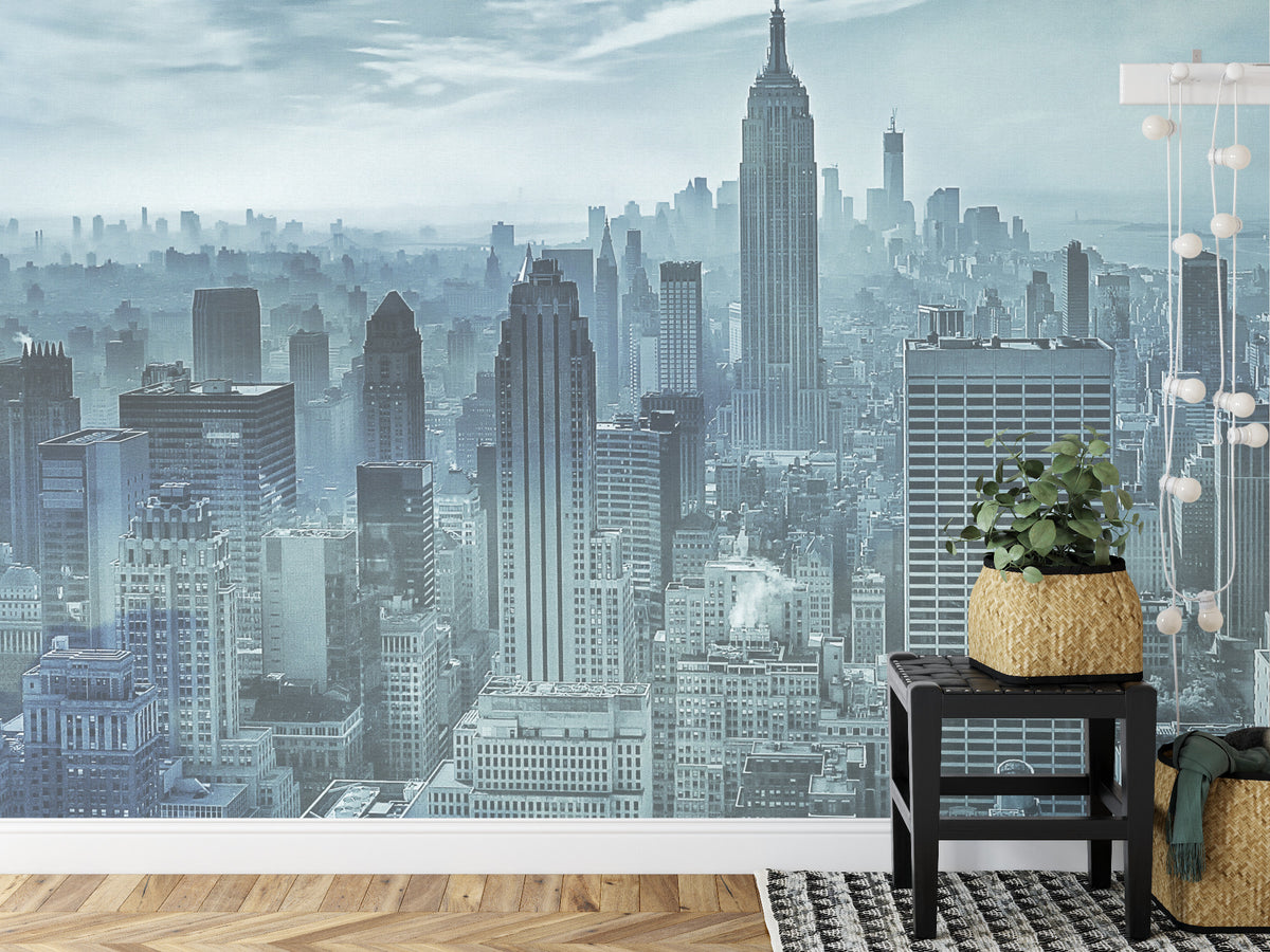 Fototapeta Kwadratowa Hazy Gotham Autorstwa Stefena Schilbe – aranżacja wnętrza