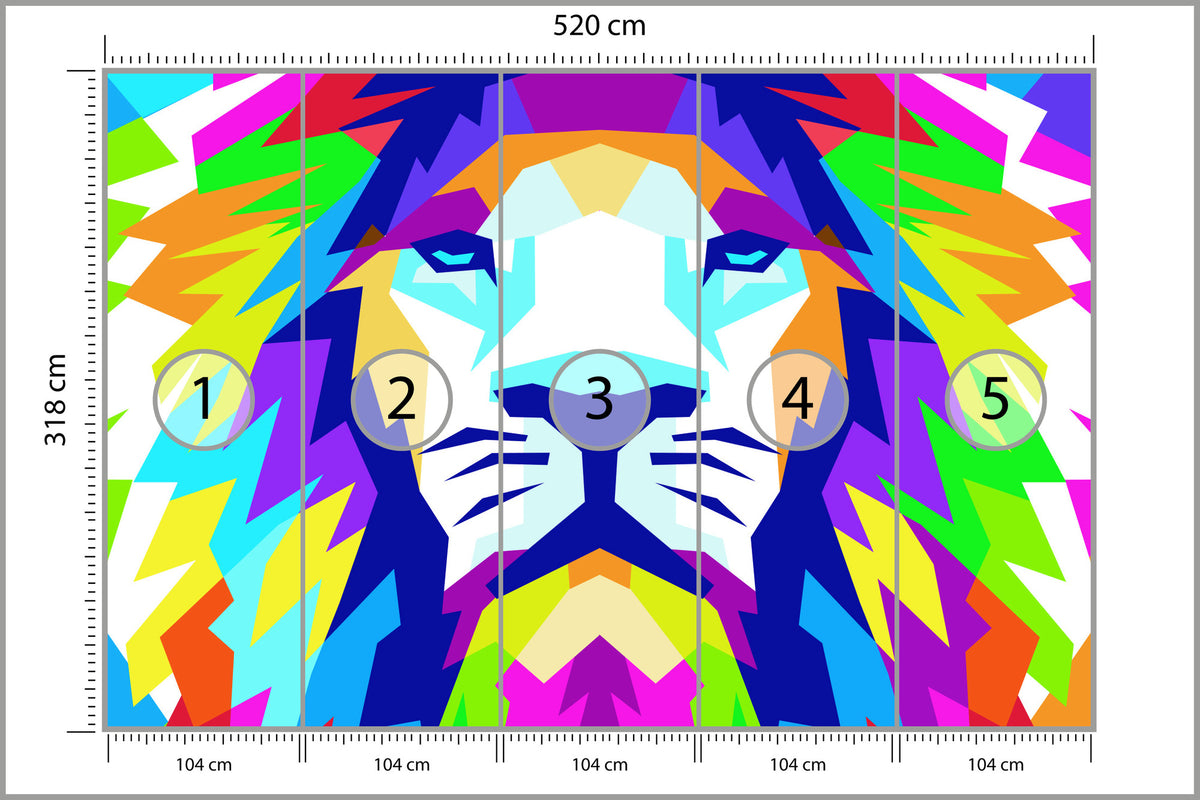 Fototapeta Geometryczny Lew 520 × 318 cm – podgląd kadru