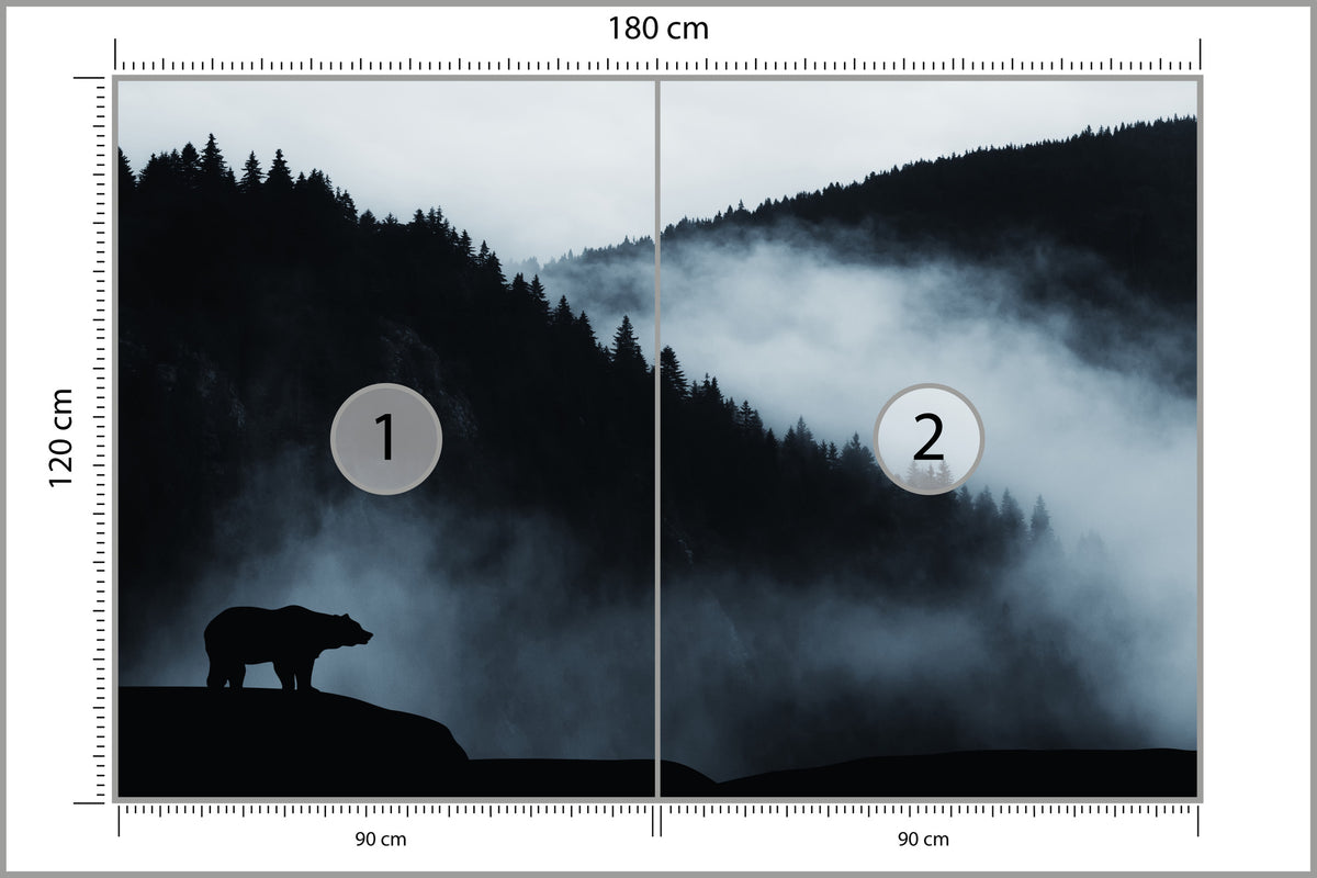 Fototapeta Niedźwiedź W Górach We Mgle 180 × 120 cm – podgląd kadru
