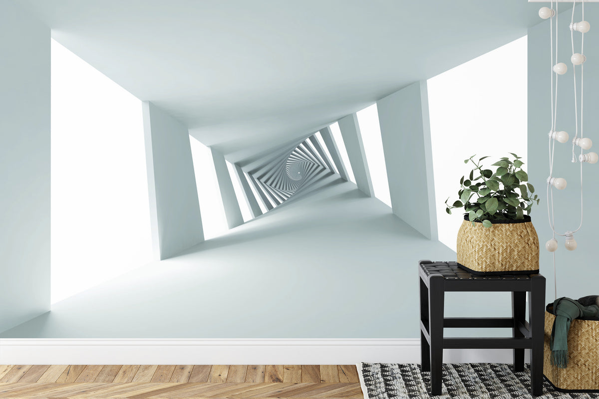 Fototapeta 3D Biały Minimalistyczny Korytarz – aranżacja wnętrza