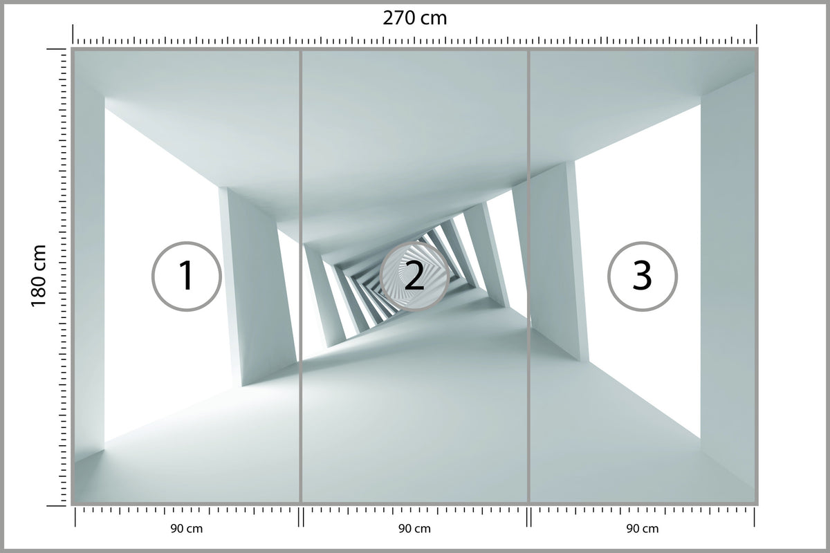 Fototapeta 3D Biały Minimalistyczny Korytarz 270 × 180 cm – podgląd kadru