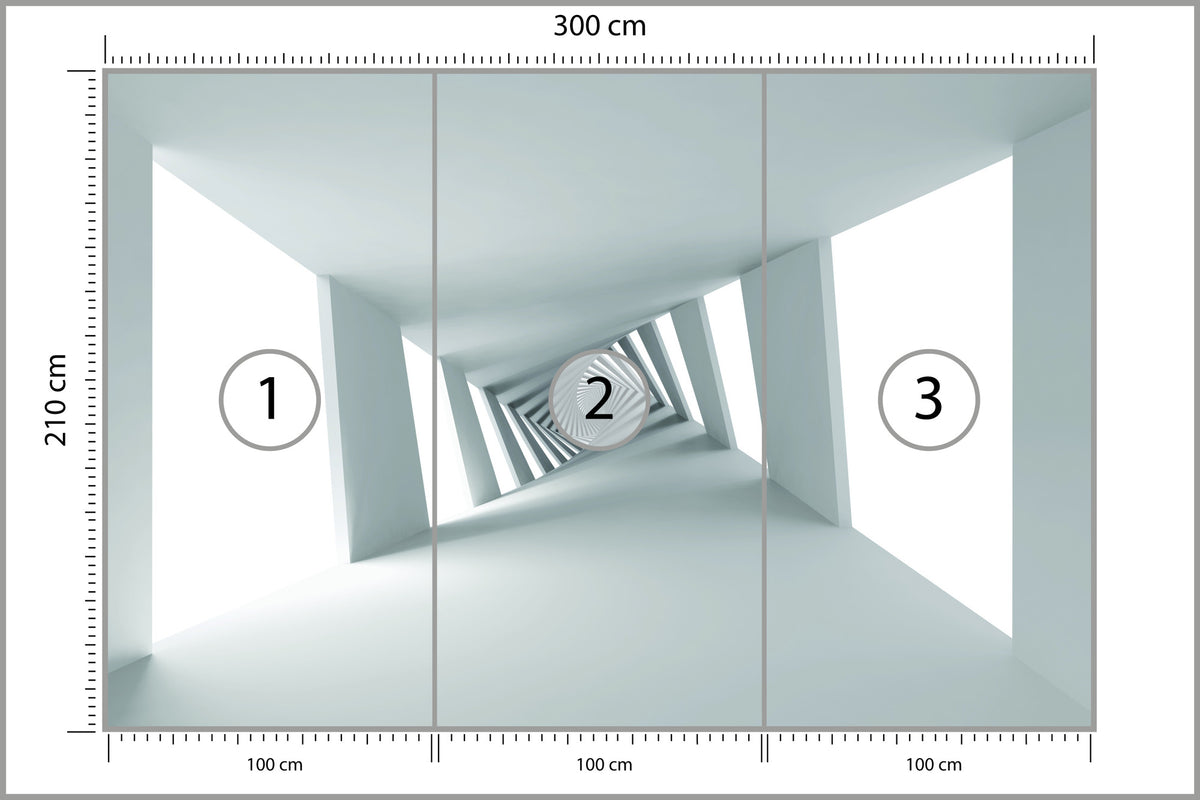 Fototapeta 3D Biały Minimalistyczny Korytarz 300 × 210 cm – podgląd kadru