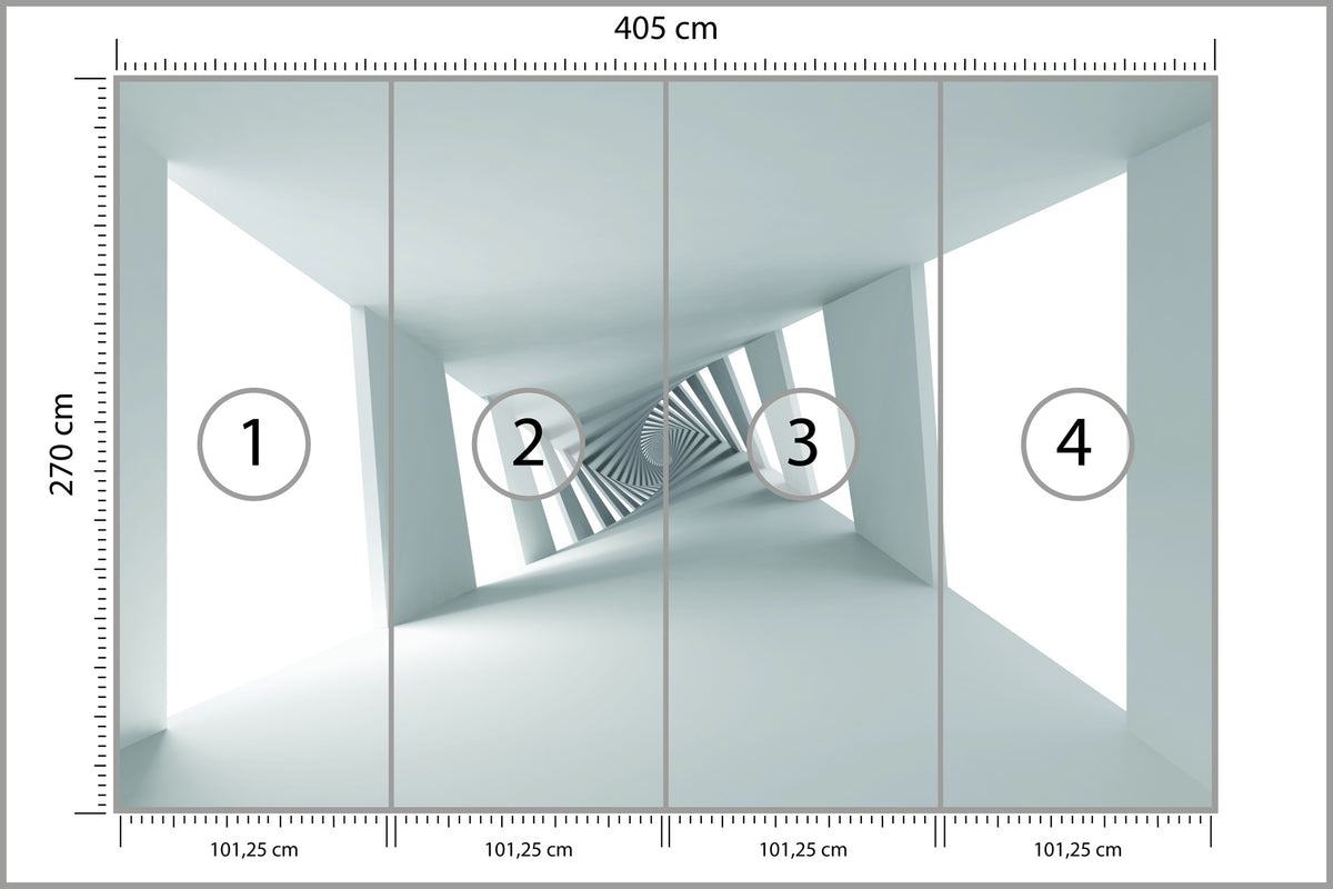 Fototapeta 3D Biały Minimalistyczny Korytarz 405 × 270 cm – podgląd kadru