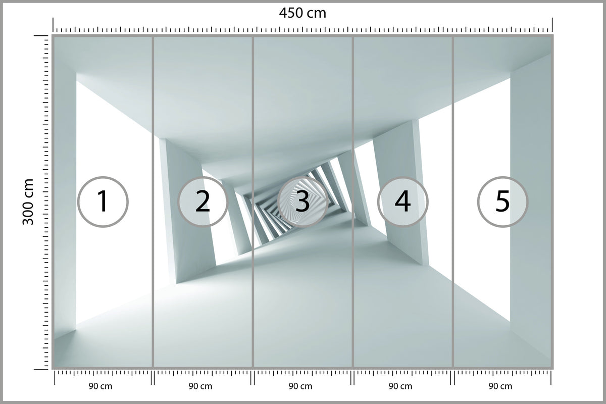 Fototapeta 3D Biały Minimalistyczny Korytarz 450 × 300 cm – podgląd kadru