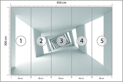 Fototapeta 3D Biały Minimalistyczny Korytarz 450 × 300 cm – podgląd kadru