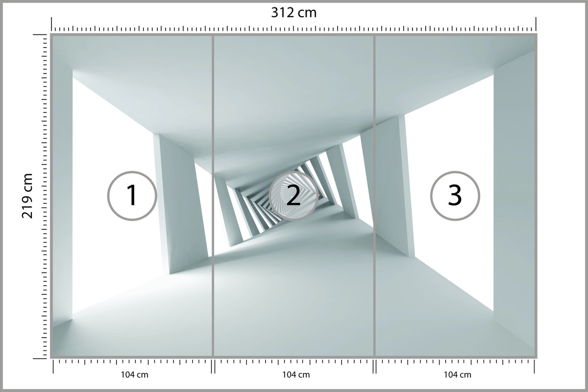 Fototapeta 3D Biały Minimalistyczny Korytarz 312 × 219 cm – podgląd kadru