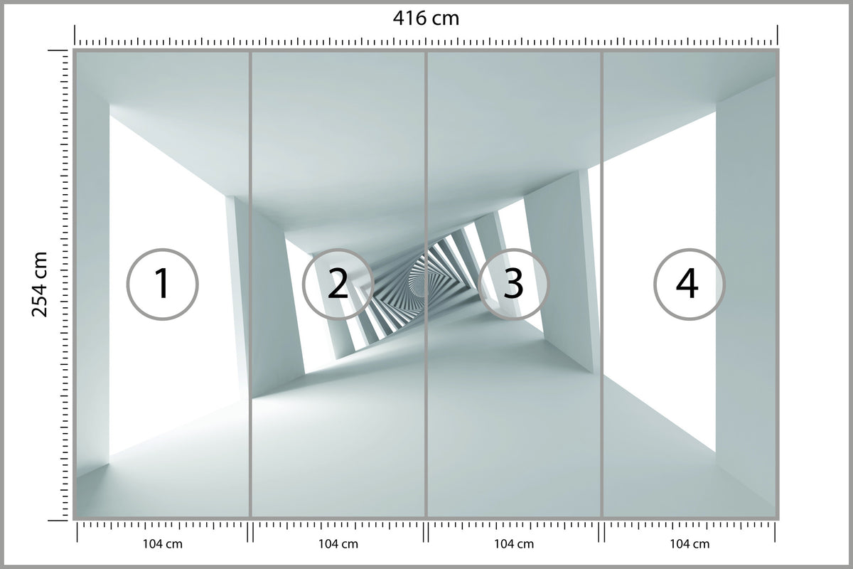 Fototapeta 3D Biały Minimalistyczny Korytarz 416 × 254 cm – podgląd kadru