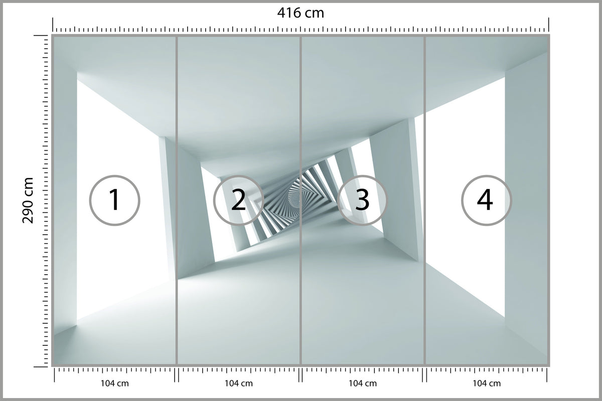 Fototapeta 3D Biały Minimalistyczny Korytarz 416 × 290 cm – podgląd kadru