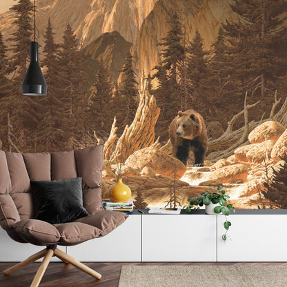Fototapeta Niedźwiedź W Górach Ilustracja – aranżacja wnętrza
