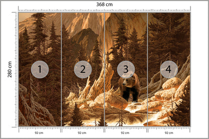 Fototapeta Niedźwiedź W Górach Ilustracja 368 × 280 cm – podgląd kadru
