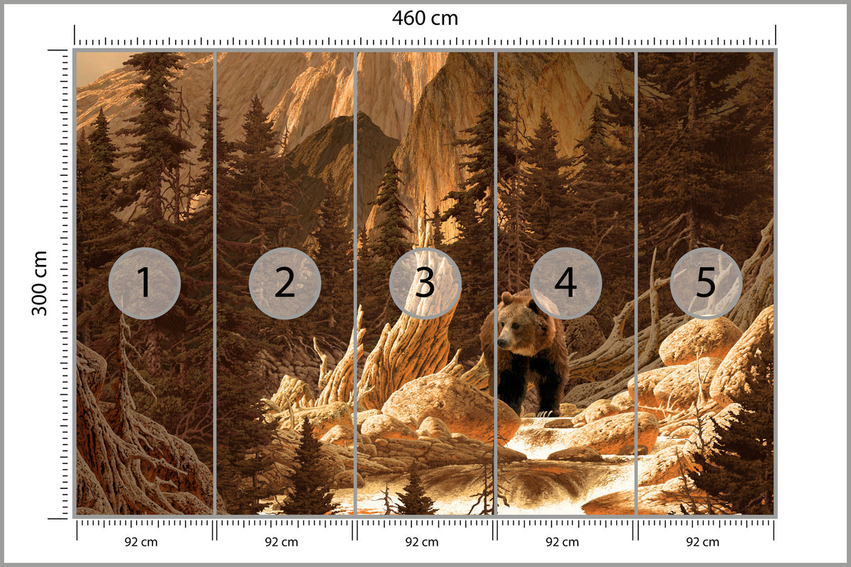 Fototapeta Niedźwiedź W Górach Ilustracja 460 × 300 cm – podgląd kadru
