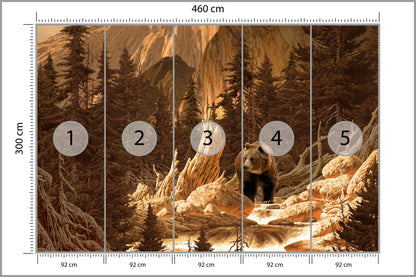 Fototapeta Niedźwiedź W Górach Ilustracja 460 × 300 cm – podgląd kadru