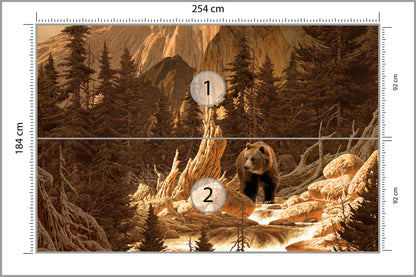 Fototapeta Niedźwiedź W Górach Ilustracja 254 × 184 cm – podgląd kadru