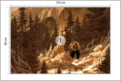 Fototapeta Niedźwiedź W Górach Ilustracja 135 × 90 cm – podgląd kadru