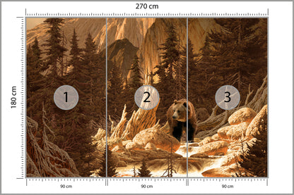 Fototapeta Niedźwiedź W Górach Ilustracja 270 × 180 cm – podgląd kadru