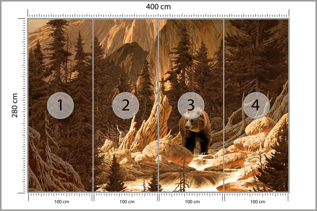Fototapeta Niedźwiedź W Górach Ilustracja 400 × 280 cm – podgląd kadru