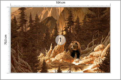 Fototapeta Niedźwiedź W Górach Ilustracja 104 × 70,5 cm – podgląd kadru