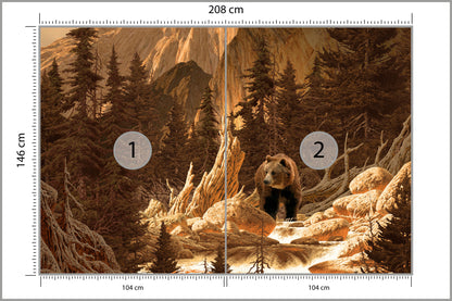 Fototapeta Niedźwiedź W Górach Ilustracja 208 × 146 cm – podgląd kadru