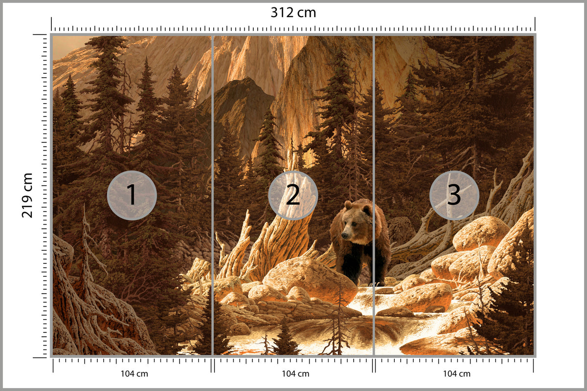 Fototapeta Niedźwiedź W Górach Ilustracja 312 × 219 cm – podgląd kadru