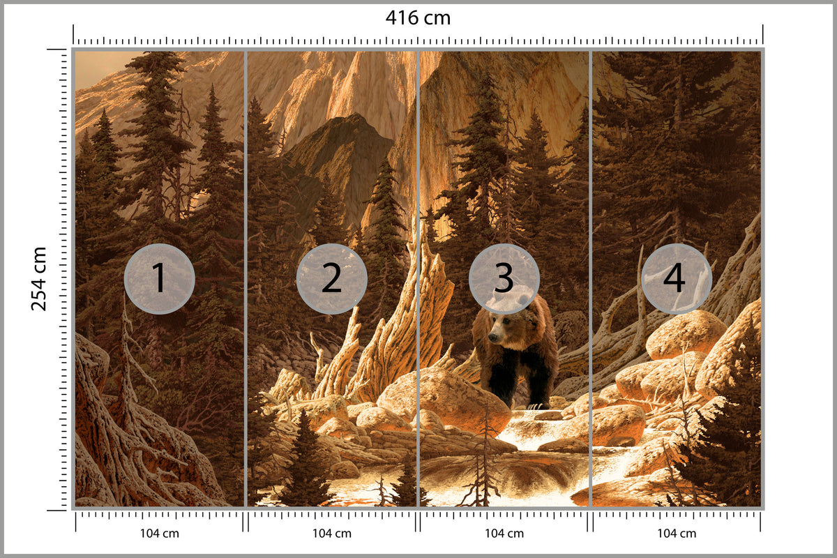 Fototapeta Niedźwiedź W Górach Ilustracja 416 × 254 cm – podgląd kadru