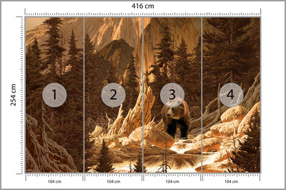 Fototapeta Niedźwiedź W Górach Ilustracja 416 × 254 cm – podgląd kadru