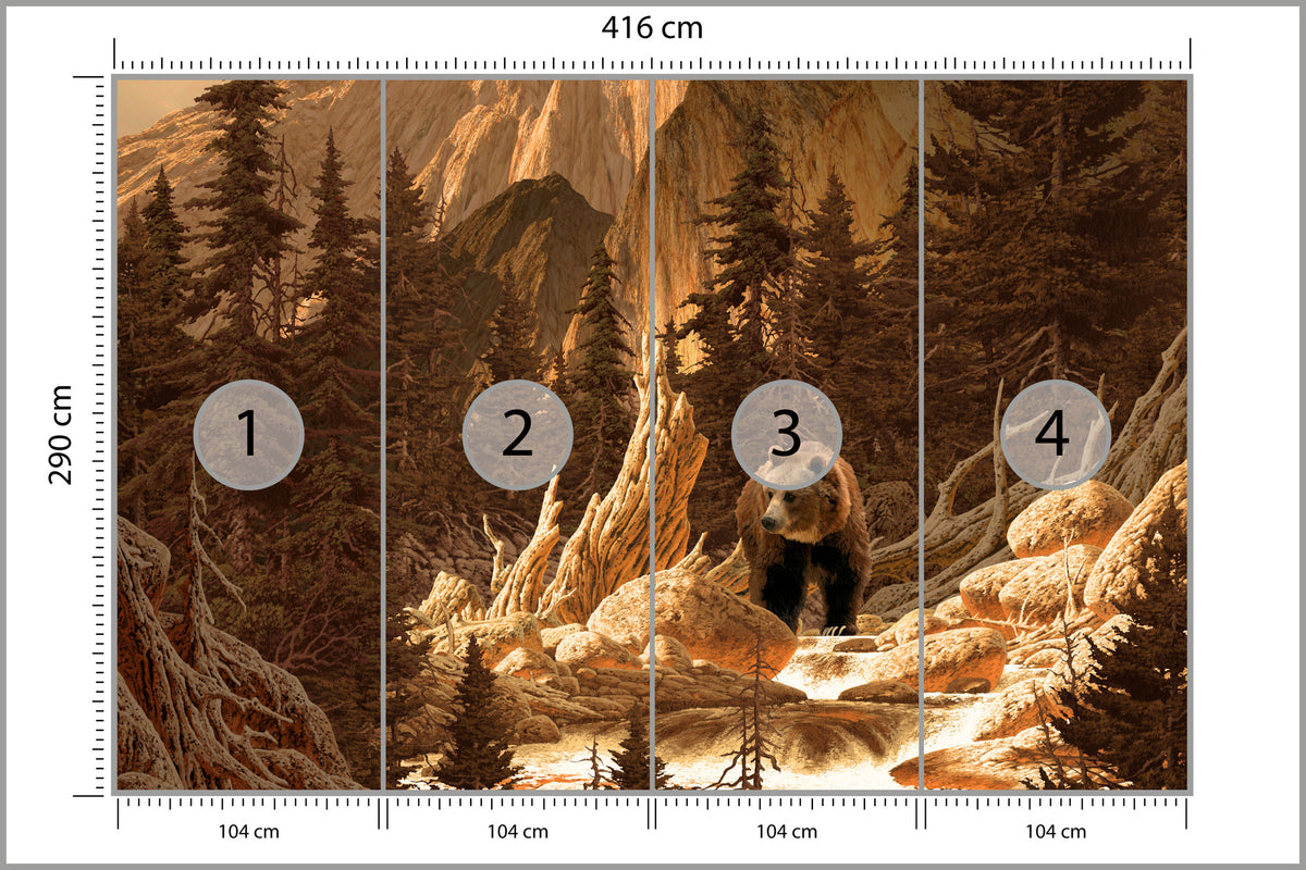 Fototapeta Niedźwiedź W Górach Ilustracja 416 × 290 cm – podgląd kadru
