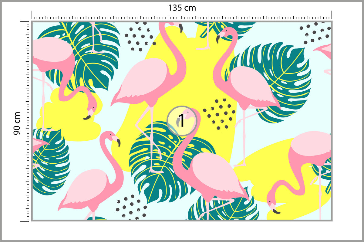 Fototapeta Liście I Flamingi 135 × 90 cm – podgląd kadru