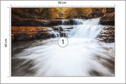 Fototapeta Jesienny Wodospad Na Kamieniach 90 × 60 cm – podgląd kadru