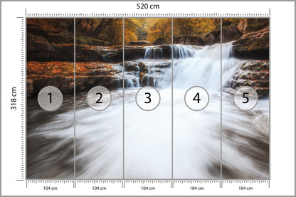Fototapeta Jesienny Wodospad Na Kamieniach 520 × 318 cm – podgląd kadru