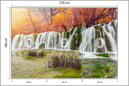 Fototapeta Jesienny Wodospad Kaskadowy 270 × 180 cm – podgląd kadru