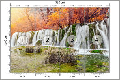 Fototapeta Jesienny Wodospad Kaskadowy 360 × 240 cm – podgląd kadru